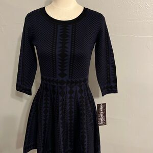 Nina Leonard Geometric Sweater Dress